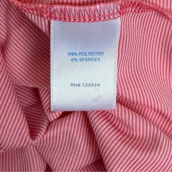 Southern Tide Men’s Light Weight Polo | Salmon Striped | White collar | Large - Picture 7 of 7